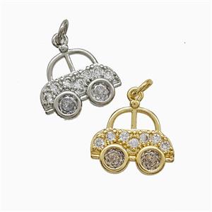 Copper Car Charms Pendnat Pave Zirconia Mixed, approx 14-16mm