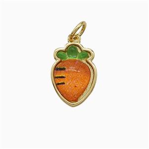 Copper Carrot Pendant Pave Resin Red Gold Plated, approx 10-14mm