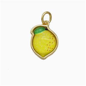 Copper Mango Pendant Pave Yellow Resin Gold Plated, approx 10-13mm
