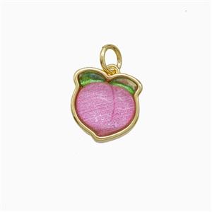 Copper Peach Pendant Pave Resin Gold Plated, approx 11-12mm