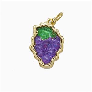 Copper Grape Pendant Pave Purple Resin Gold Plated, approx 10-15mm