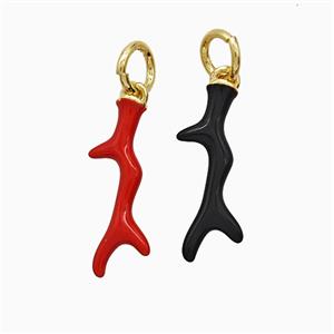 Enamel Antler Pendant Enamel Gold Plated Mixed, approx 6-16mm