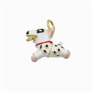 Copper Dog Pendant White Enamel Gold Plated, approx 11.5-14mm