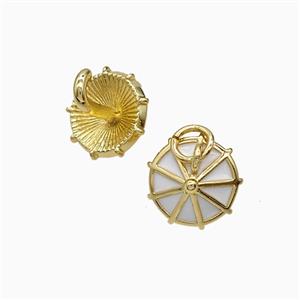 Copper Umbrella Pendant White Enamel Gold Plated, approx 11.5mm