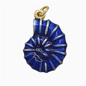 Copper Spiral Shell Pendant Blue Painted Gold Plated, approx 15-20mm