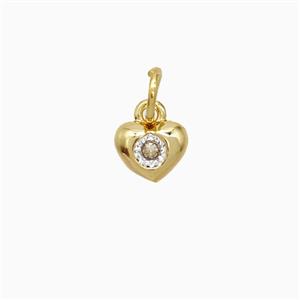 Copper Heart Pendant Pave Zirconia 18K Gold Plated, approx 6.5mm