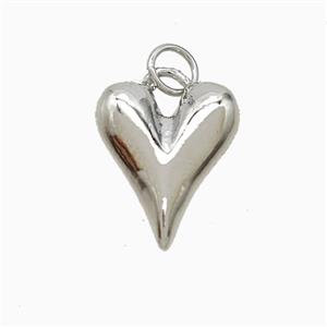 Copper Heart Pendant Platinum Plated, approx 10.5-15mm