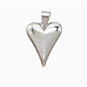 Copper Heart Pendant Platinum Plated, approx 13-16mm
