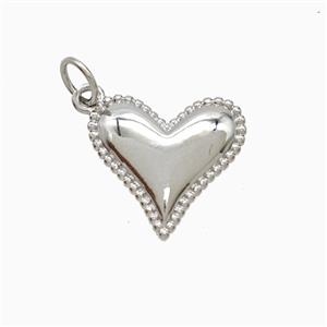 Copper Heart Pendant Platinum Plated, approx 13.5-15mm