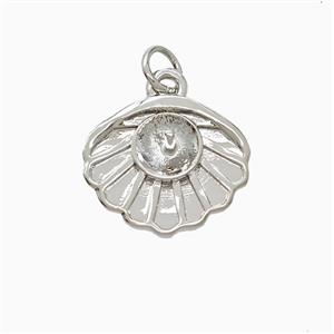 Copper Scallop Shell Pendant Platinum Plated, approx 13-16mm