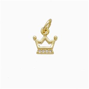 Copper Crown Pendant Pave Zirconia 18K Gold Plated, approx 8mm