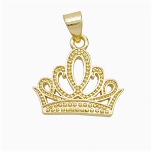 Copper Crown Pendant 18K Gold Plated, approx 13-17mm