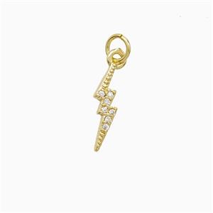 Copper Lightning Pendant Pave Zirconia 18K Gold Plated, approx 3-15mm