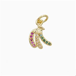 Copper Banana Pendant Pave Zirconia 18K Gold Plated, approx 10mm