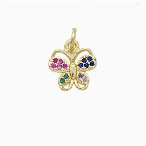 Copper Butterfly Pendant Pave Zirconia 18K Gold Plated, approx 10mm