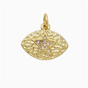 Copper Eye Star Pendant Pave Zirconia 18K Gold Plated, approx 10-16mm
