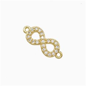 Copper Infinity Connector Pave Zirconia 18K Gold Plated, approx 6-12mm