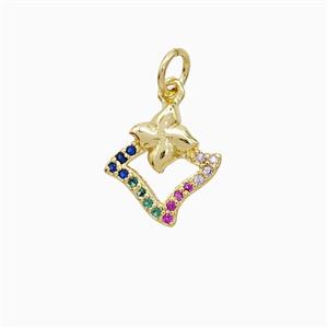 Copper Flower Pendant Pave Zirconia 18K Gold Plated, approx 12mm