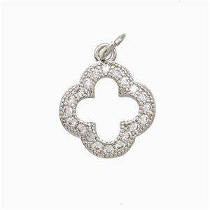 Copper Clower Pendant Pave Zirconia Platinum Plated, approx 14mm