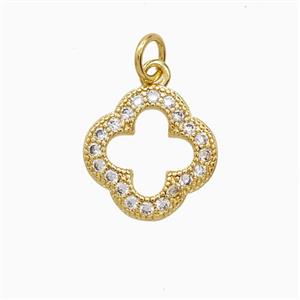 Copper Clower Pendant Pave Zirconia 18K Gold Plated, approx 14mm