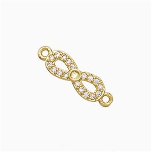 Copper Infinity Connector Pave Zirconia 18K Gold Plated, approx 5-13mm