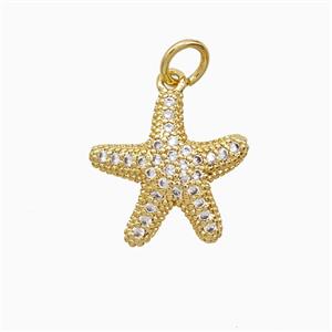 Copper Star Fish Pendant Pave Zirconia 18K Gold Plated, approx 15mm