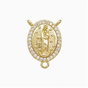 Copper Jesus Pendant Pave Zirconia 18K Gold Plated, approx 11-14mm