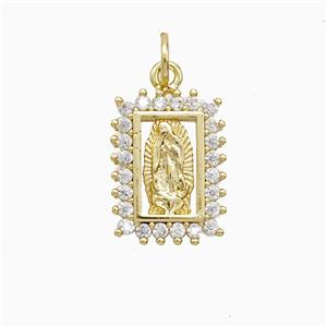 Copper Jesus Pendant Pave Zirconia 18K Gold Plated, approx 11-15mm