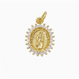 Copper Jesus Pendant Pave Zirconia 18K Gold Plated, approx 11-12mm