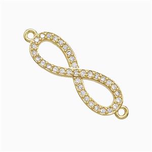 Copper Infinity Connector Pave Zirconia 18K Gold Plated, approx 7-22mm