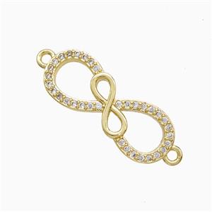 Copper Infinity Connector Pave Zirconia 18K Gold Plated, approx 9-23mm