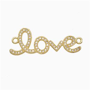 Copper Love Connector Pave Zirconia 18K Gold Plated, approx 8-33mm
