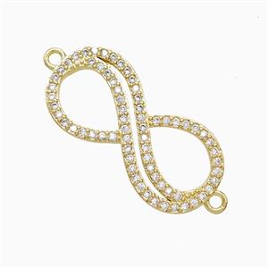 Copper Infinity Connector Pave Zirconia 18K Gold Plated, approx 12-26mm