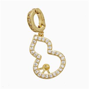 Copper Gourd Pendant Pave Zirconia 18K Gold Plated, approx 15-20mm, 7-10mm