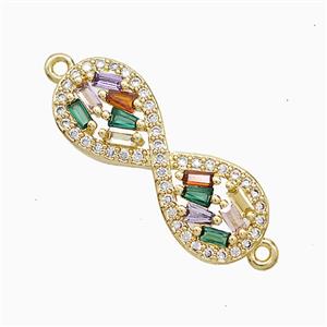 Copper Infinity Connector Pave Zirconia 18K Gold Plated, approx 10-26mm