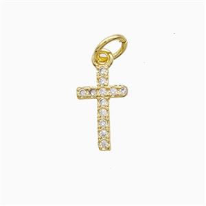 Copper Cross Pendant Pave Zirconia 18K Gold Plated, approx 7-12mm