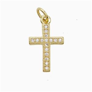 Copper Cross Pendant Pave Zirconia 18K Gold Plated, approx 10-15mm