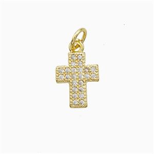 Copper Cross Pendant Pave Zirconia 18K Gold Plated, approx 8-11mm