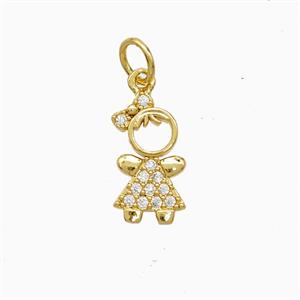 Copper Kids Girls Pendant Pave Zirconia 18K Gold Plated, approx 7-14mm