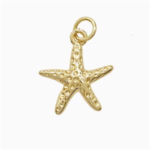 Copper Starfish Pendant Hammered 18K Gold Plated, approx 15mm
