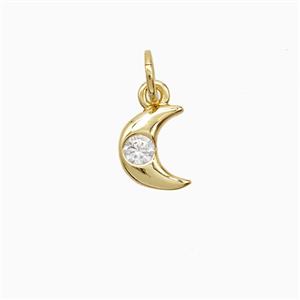 Copper Moon Pendant Pave Zirconia 18K Gold Plated, approx 6-8mm