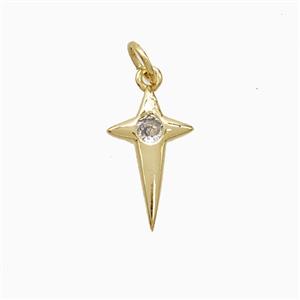 Copper Northstar Pendant Pave Zirconia 18K Gold Plated, approx 9-15mm