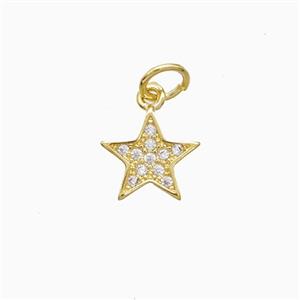 Copper Star Pendant Pave Zirconia 18K Gold Plated, approx 9mm