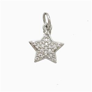 Copper Star Pendant Pave Zirconia Platinum Plated, approx 10mm