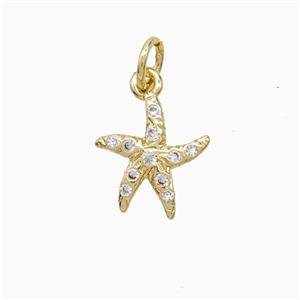 Copper Starfish Pendant Pave Zirconia 18K Gold Plated, approx 10-12mm