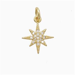 Copper Northstar Pendant Pave Zirconia 18K Gold Plated, approx 11.5mm