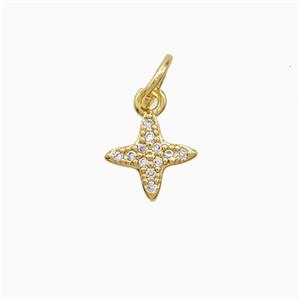 Copper Star Pendant Pave Zirconia 18K Gold Plated, approx 8mm