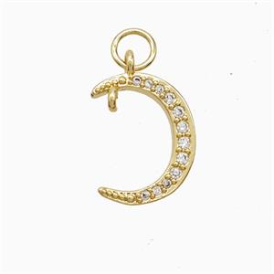 Copper Moon Pendant Pave Zirconia 18K Gold Plated, approx 11-15mm