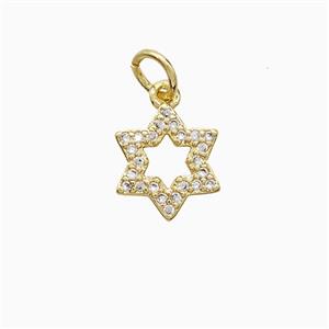 Copper Star Pendant Pave Zirconia 18K Gold Plated, approx 10mm
