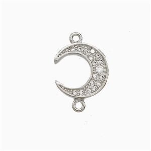 Copper Moon Connector Pave Zircon Platinum Plated, approx 11mm